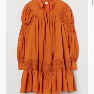 H&M Orange Smocked Tunic Dress